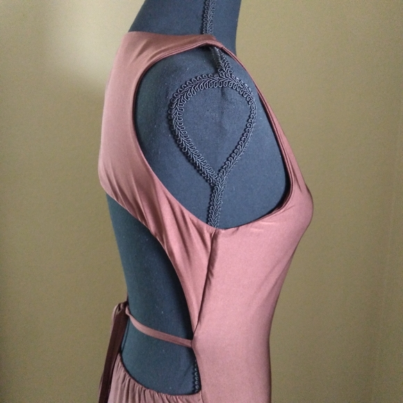 SOLD SHEIN Women's Brown Cut Out Tie Back Side Slit Dress-Size Medium - Picture 4 of 9